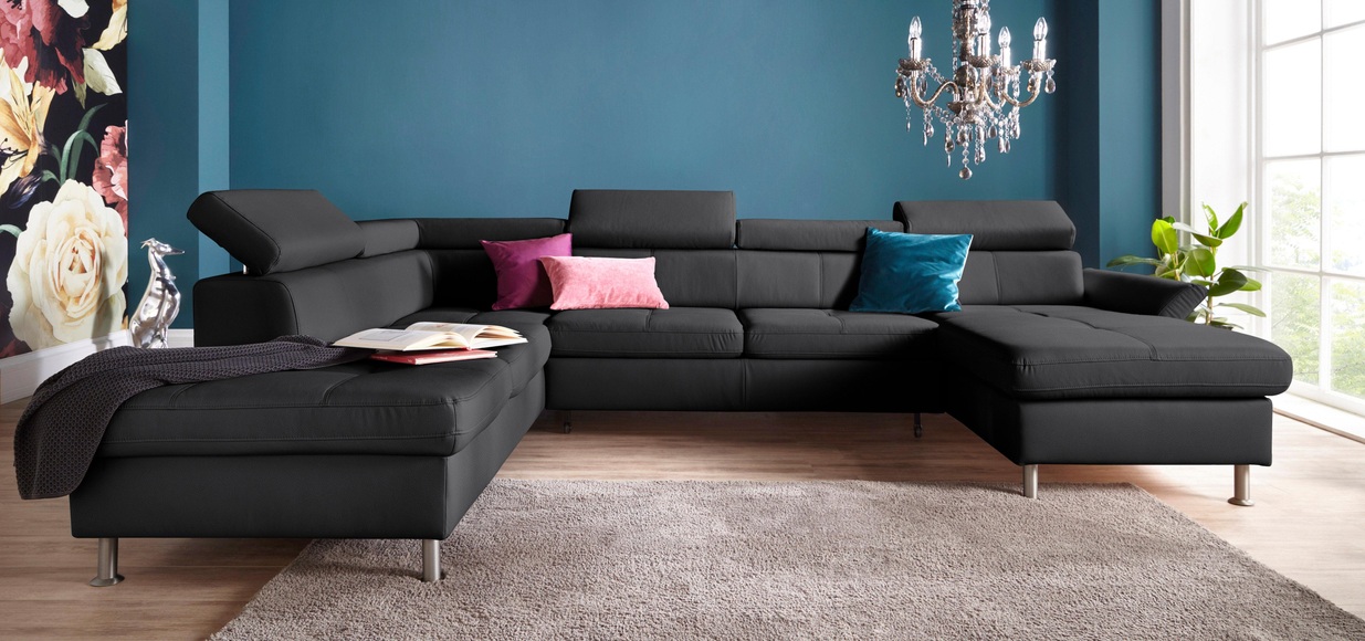 exxpo - sofa fashion Wohnlandschaft, inkl. Kopf- bzw. Rückenverstellungwahlweise mit Bettfunktion und Bettkasten
