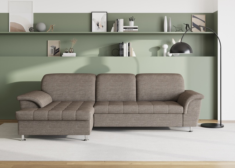 DOMO collection Ecksofa »Franzi«, wahlweise mit Bettfunktion, Bettkasten und Kopfteilverstellung, frei im Raum stellbar