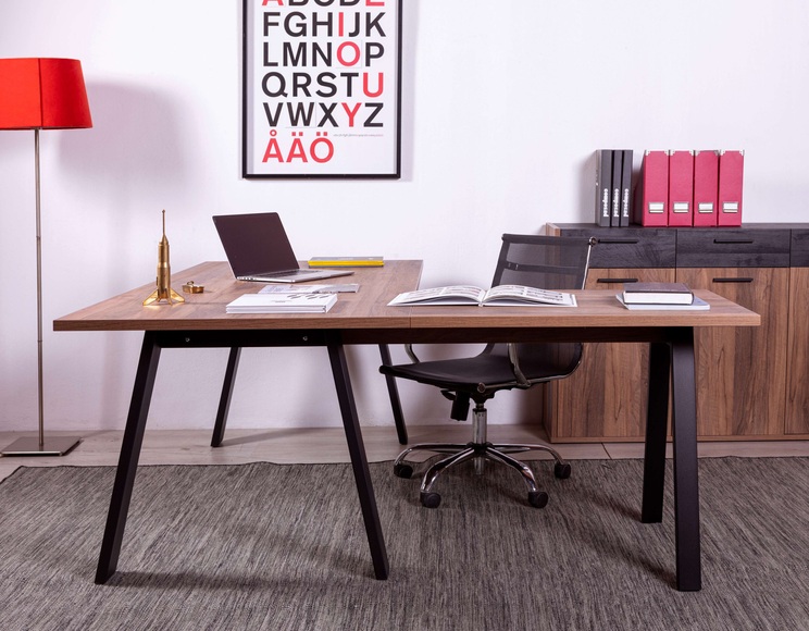 Composad Eckschreibtisch »Davinci«, mit Metallbeinen, 171,5x150 cm, 100% recyceltes Holz, Made in Italy