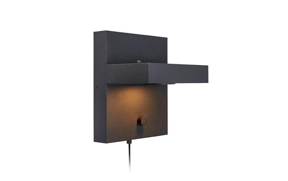 LED-Wandlampe Kubik mit USB-Ladeanschluss, schwarz