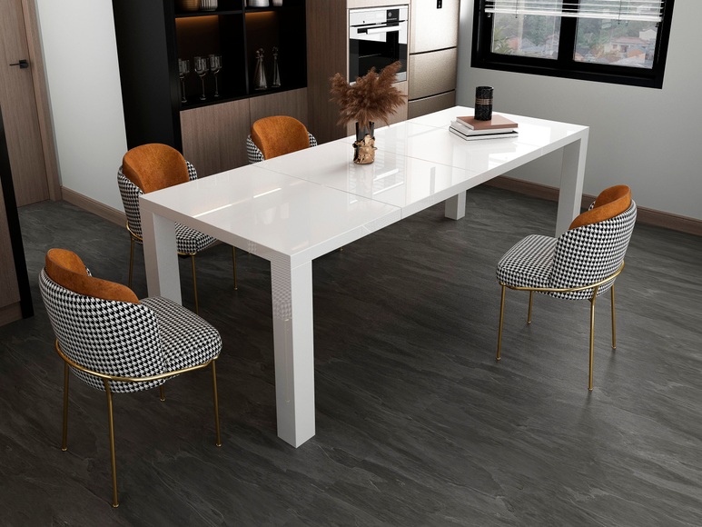Ausziehtisch hochglanz 120/240x80cm weiss