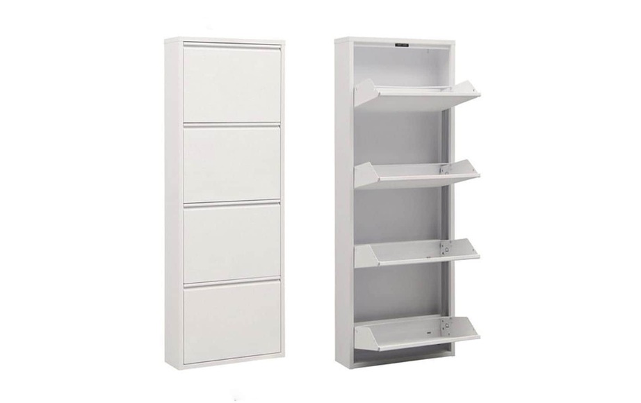 Woody Fashion Schuhschrank 50 x 137 x 15 cm, Weiss