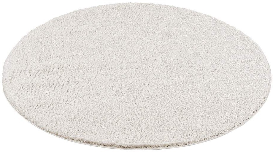 Carpet City Hochflor-Teppich »Plainy«, rund, 30 mm Höhe, Polyester, Langflor Uni Taupe, Wohnzimmer