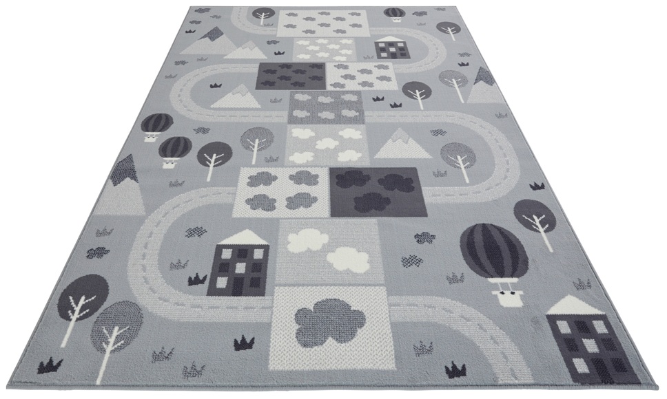 HANSE Home Teppich »Mountaintrack«, rechteckig, 0,9 mm Höhe, Weicher Flor, Schaldämmende Spielunterlage, Kinderzimmer, Strassen Design, Kurzflor, Robust, pflegeleicht
