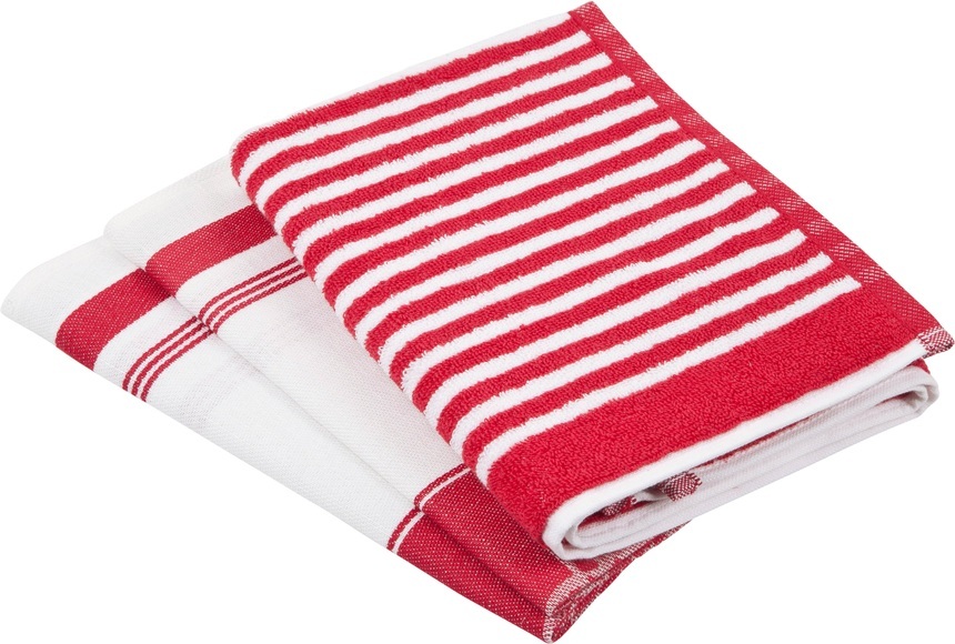 ROSS Geschirrtuch »Exclusiv«, (Set, 3 tlg.), 1x Küchen-Frottiertuch 50x50 cm Streifen und 2 Geschirrtücher 50x70 cm mit Gartenkräutern