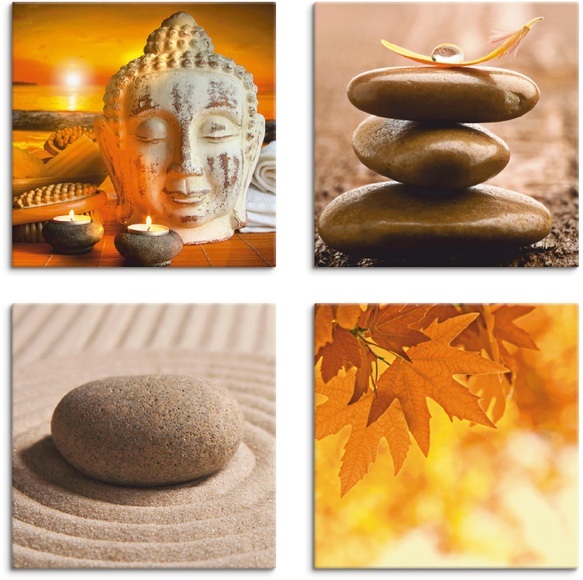 Artland Leinwandbild »Buddha-Statue Zen Garten Massagesteine«