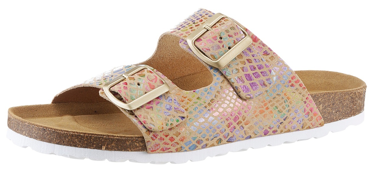 CITY WALK Pantolette, Basic, Sommerschuh, Schlappen mit schimmerndem Muster