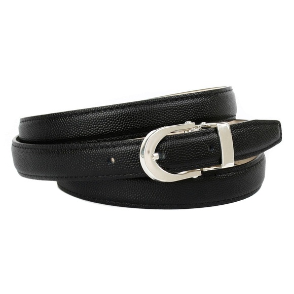 Anthoni Crown 2, 0 cm schmaler Ledergürtel in Schwarz