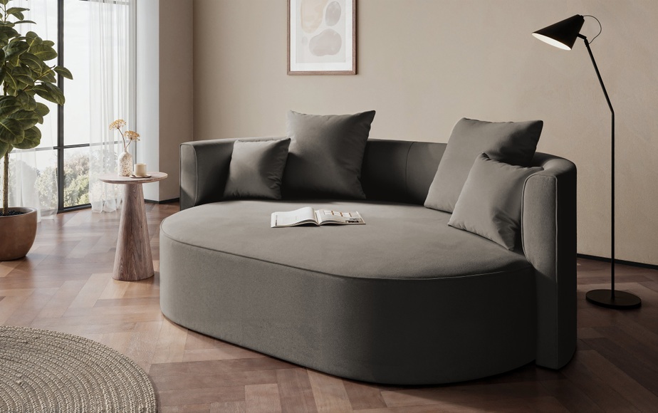 LeGer Home by Lena Gercke 2,5-Sitzer »ISALIE, rundes Loungesofa, mit Kissen, perfekt gepolstert«, moderne Stoffe, mit 4 Zierkissen, extra grosse Sitzfläche