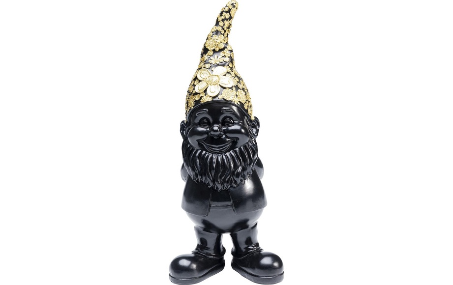 Deko Figur Zwerg Standing schwarz gold 30