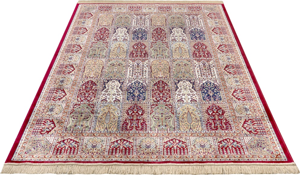NOURISTAN Designteppich »Moud Barash«, rechteckig, 3 mm Höhe, Viskose mit Fransen, Orient Design, Seiden Optik, Wohnzimmer, Schlafzimmer, Strapazierfähig, Pflegeleicht