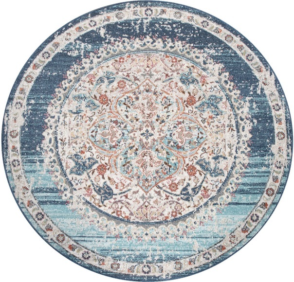 Paco Home Teppich »Torres 271«, rund, 4 mm Höhe, Kurzflor, Orientalisches Vintage Design, In- und Outdoor geeignet, Wohnzimmer