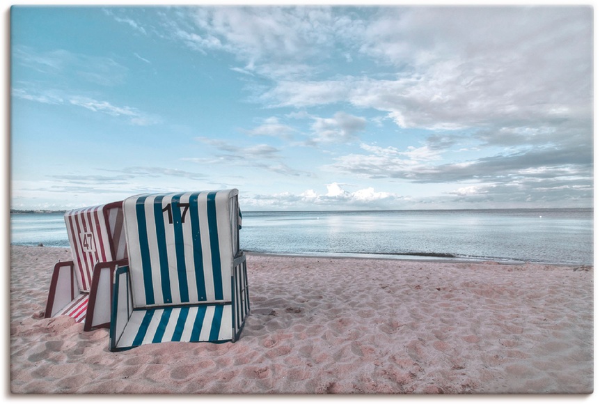 Artland Wandbild »Einsame Strandkörbe am Ostseestrand«