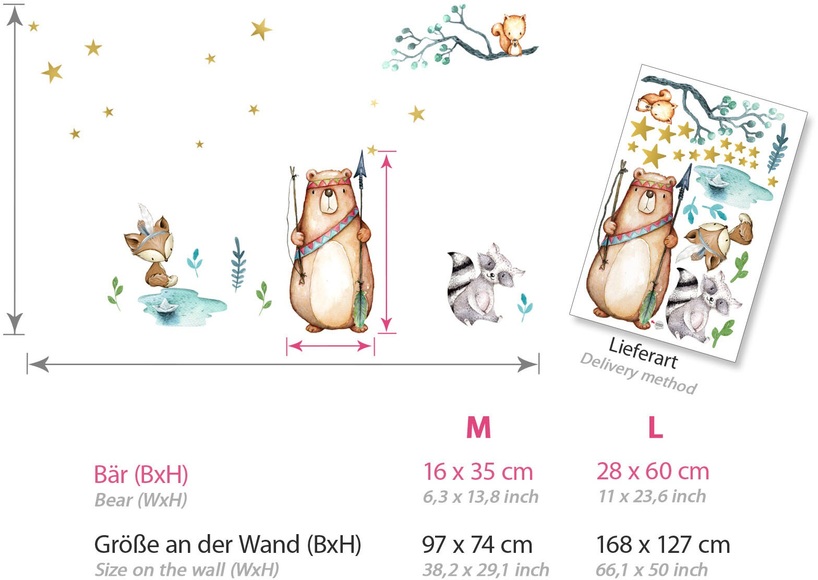 little DECO Wandtattoo »Little Deco Wandtattoo Waldtiere Pfeil & Bogen«