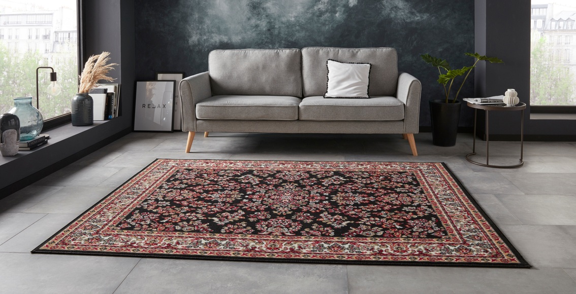 DELAVITA Teppich »Halton«, rechteckig, 8 mm Höhe, Kurzflor, Vintage Design, Orient Optik, Wohnzimmer, Schlafzimmer, Arbeitszimmer, Robust, Pflegeleicht, Gekettelt
