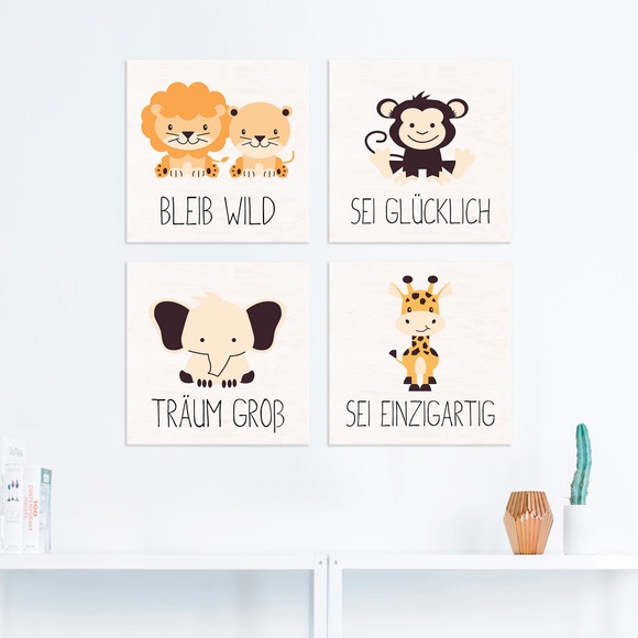 Lüttenhütt Leinwandbild »Tiere«, Tiere, (Set, 4 St., 4 Teile), 4er Set in verschiedenen Grössen