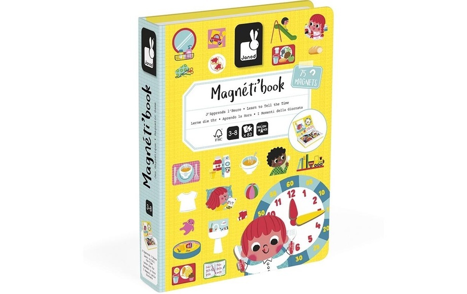 Janod Magnetbuch LERNE DIE UHR 83-teilig