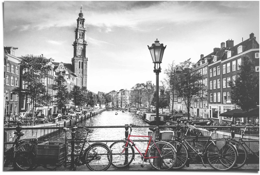 Reinders! Poster »Die Grachten von Amsterdam Brücke - Fahrrad - Stadt - Die Niederlande«, (1 St.)