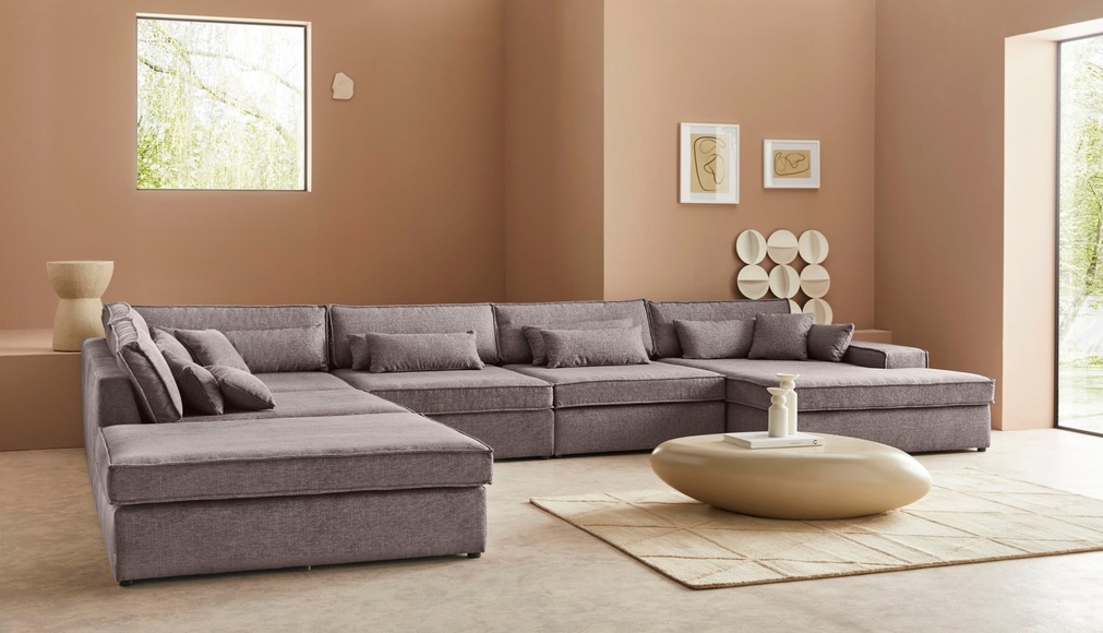 LeGer Home by Lena Gercke Wohnlandschaft »Joreen«, 6 Teile, zusammengesetzt aus Modulen, in vielen Bezugsqualitäten und Farben, fester Sitzkomfort