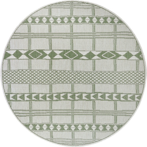 Leonique Teppich »Yani«, rund, 3 mm Höhe, In-und Outdoor geeignet, Wohnzimmer, Balkon, Terrasse, Garten, Strapazierfähig und pflegeleicht, Flachgewebe