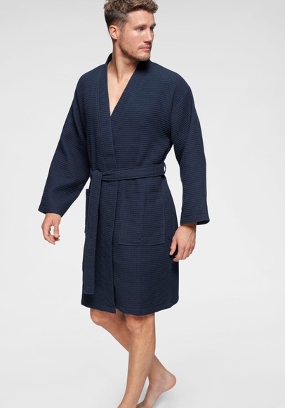 andas Unisex-Bademantel »Nora«, (1 St.), für Damen & Herren, im Kimono-Style, Waffelpiqué-Struktur, reine Baumwolle