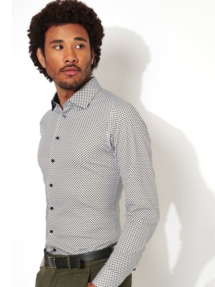 DESOTO Businesshemd »Jerseyhemd Casual Kent langarm«, Flexibler Stretch, mit Minimal Print, Kentkragen