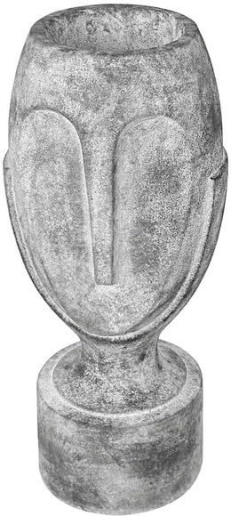GILDE Pflanzkübel »Pflanzkübel Face, grau«, (1 St.), Blumenkübel, Pflanzübertopf, Blumentopf, aus Magnesia, mit graphischen Gesichtszügen, mit eingearbeiteten Pflanztopf, in verschiedenen Grössen erhältlich, In- und Outdoor geeignet, Wohnzim
