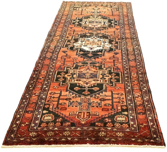 morgenland Wollteppich »Hamadan Teppich handgeknüpft braun«, rechteckig, 8 mm Höhe, handgeknüpft