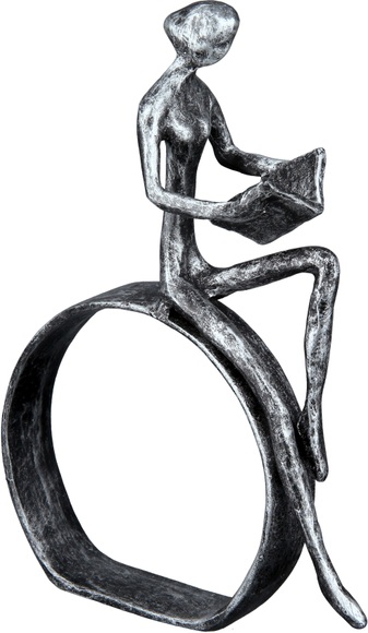 Casablanca by Gilde Dekofigur »Design Skulptur Leserin, silberfarben«, (1 St.), Dekoobjekt, aus Metall, Höhe 19 cm, antikfinish Wohnzimmer