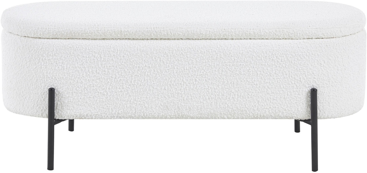 Hocker Blestix Bouclé Stoff Metall weiss