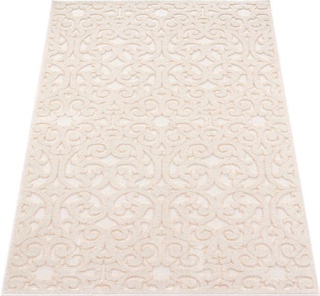 Paco Home Teppich »Cotton 234«, rechteckig, 10 mm Höhe, Uni Farben, Hoch-Tief Effekt, boho, In- und Outdoor geeignet, Wohnzimmer