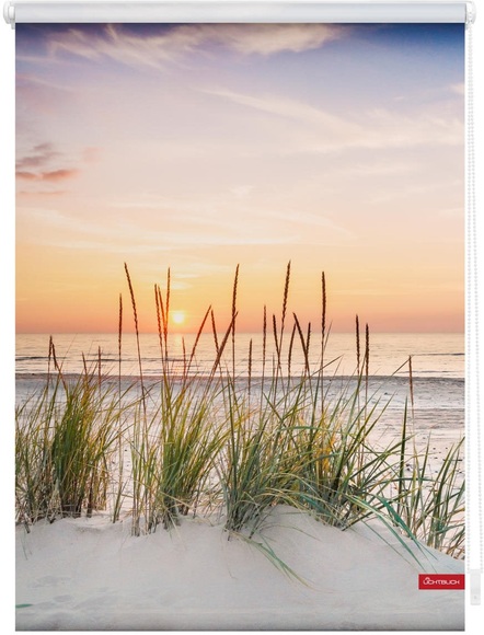 LICHTBLICK ORIGINAL Seitenzugrollo »Rollo Klemmfix, ohne Bohren, Verdunkelung, Nordseestrand - Rot Weiss«, verdunkelnd, Verdunkelung-energiesparend, freihängend