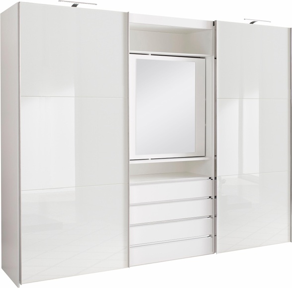 Fresh To Go Schwebetürenschrank mit drehbarer Spiegeltür, Aussentüren mit Glas