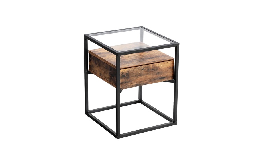 Vasagle - LET04BX Nachttisch, Industrial Design, Vintage Brown/Black