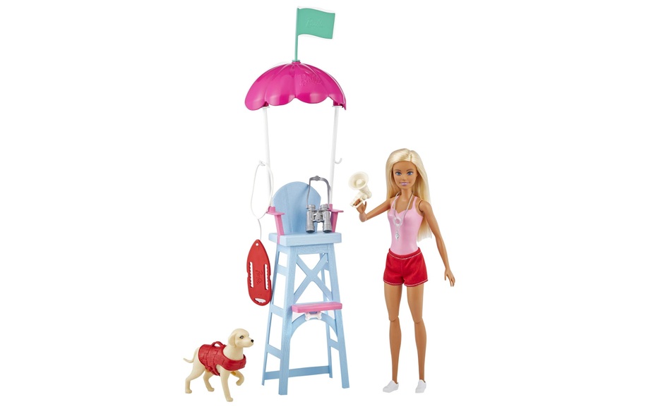 Barbie Rettungsschwimmerin Puppe, Spielset mit Hund & Zubehör Multicolor