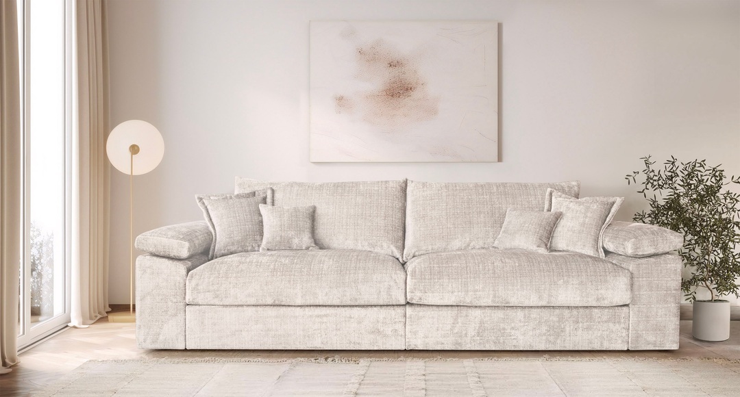 Home affaire Big-Sofa »Soft&Cosy XXL, B: 303 cm« Mega-Sofa, Cord oder Chenille-Struktur, mit Federkern & 4 Zierkissen