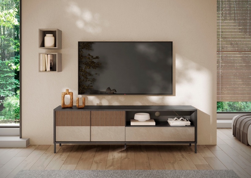 INOSIGN Lowboard »Everest Breite 206 cm, TV-Board mit 2 Türen u. 1 Schubkasten«, Fernsehtisch, TV-Schrank, Soft/Self Closing, Korpus 22 mm