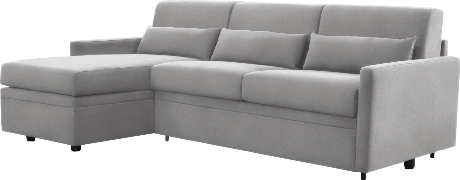 INOSIGN Ecksofa »Avellino«, mit Bettfunktion, inkl. Matratze und klappbaren Metallgestell, Liegefläche 140/208 cm