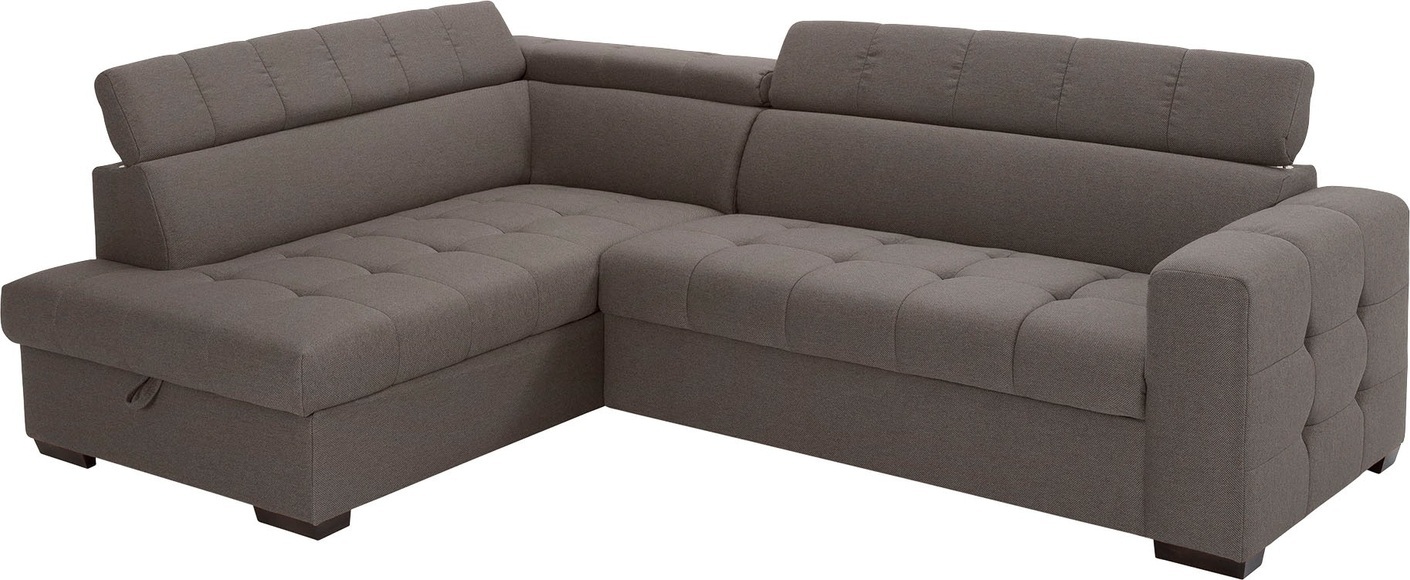 exxpo - sofa fashion Ecksofa, Steppung im Sitzbereich, Wahlweise mit Bettfunktion und Bettkasten, inklusive 3 verstellbaren Kopfstützen