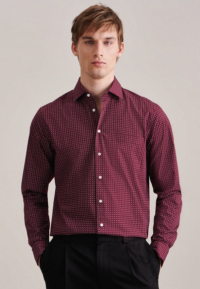 Business Hemd Regular Fit Extra Langer Arm Druck Unisex Rot Bunt 39