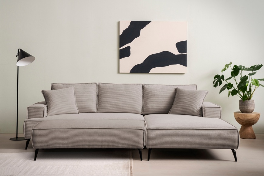 andas Sitzgruppe »TVINNU, Polsterecke mit Hocker, L-Form, Sofa in Cord«, (Set, 2 tlg.), mit aufwendiger Kedernaht, schwarze Füsse