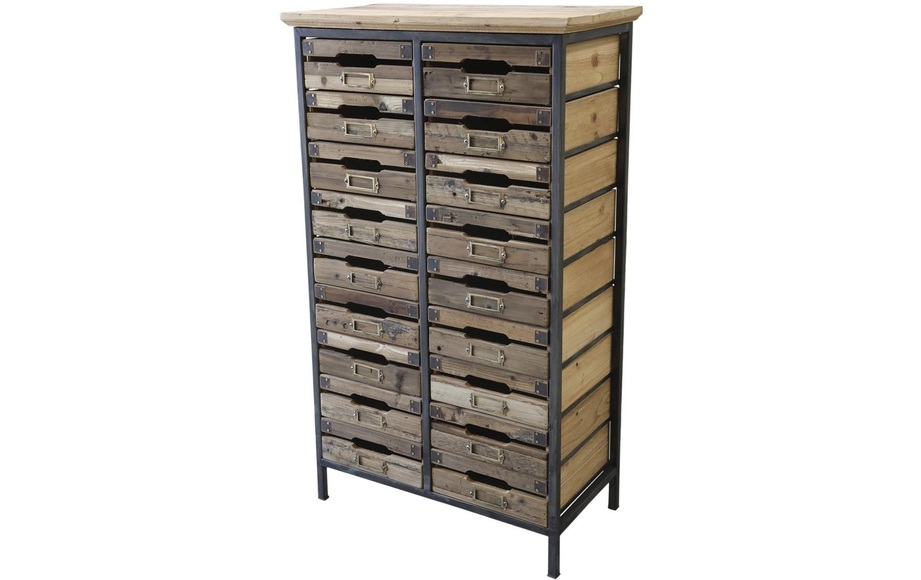 Chic Antique Kommode mit 16 Schubladen 105 x 61 cm, Nature/Schwarz
