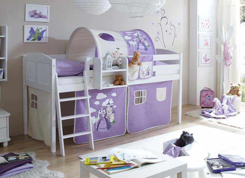 Ticaa Hochbett »Eric« mit Rolllattenrost und Textil-Set