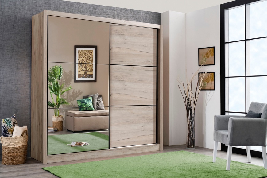 my home Schwebetürenschrank »Navara«, mit Spiegel und zusätzlichen Einlegeböden