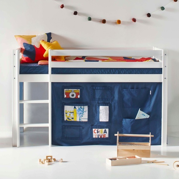 Hoppekids Hochbett, mit Matratze und Textil-Set