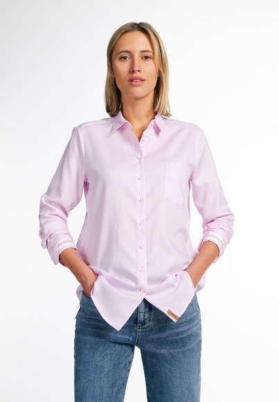 ETERNA LANGARM BLUSE MODERN CLASSIC UPCYCLING SHIRT OXFORD ROSA