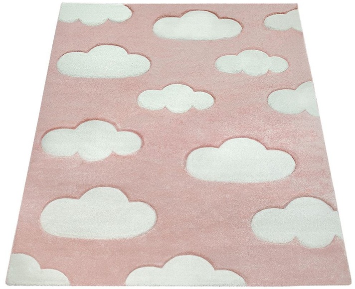 Paco Home Kinderteppich »Cosmo 342«, rechteckig, 12 mm Höhe, 3D-Design, niedliches Wolken Motiv, Pastell-Farben, Kinderzimmer