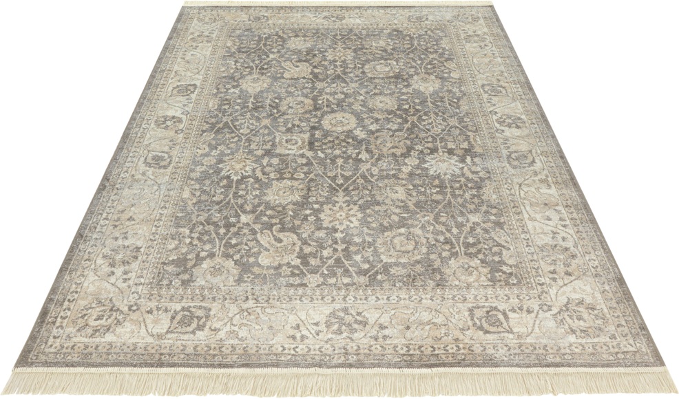 NOURISTAN Designteppich »Nain Karun«, rechteckig, 3 mm Höhe, Viskose mit Fransen, Orient Design, Seiden Optik, Wohnzimmer, Schlafzimmer, Strapazierfähig, Pflegeleicht