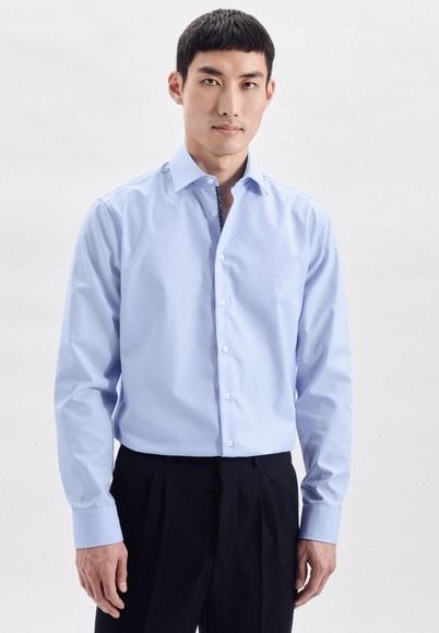 Business Hemd Regular Fit Langarm Uni Herren Blau 45