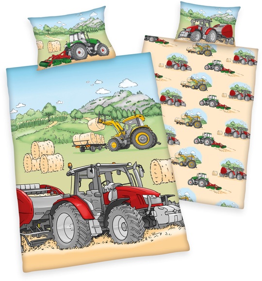 Herding Flanell Kinder-Wendebettwäsche Traktor